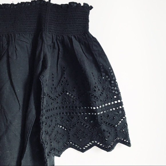 NWOT H&M Black Eyelet Off the Shoulder Top - Picture 3 of 6